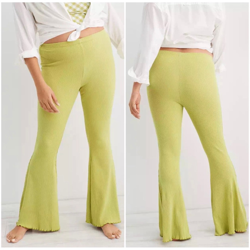 Aerie Kick-It Ribbed High Waisted Super Flare Pants